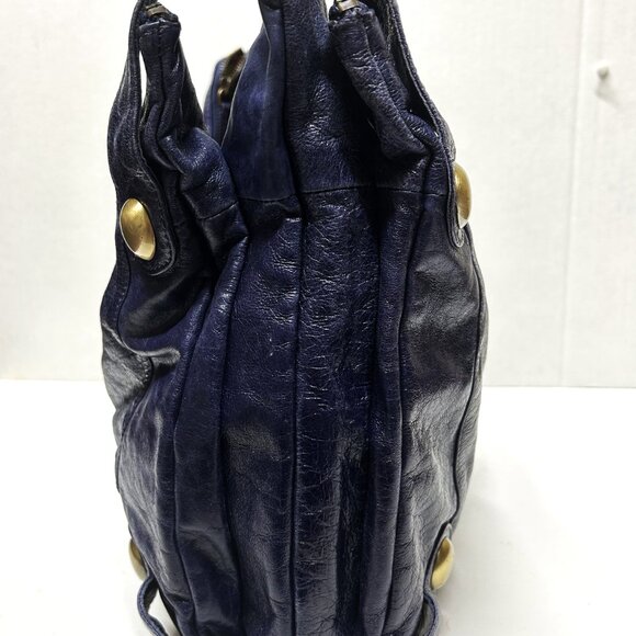 Latico blue leather shoulder bag - Picture 4 of 7